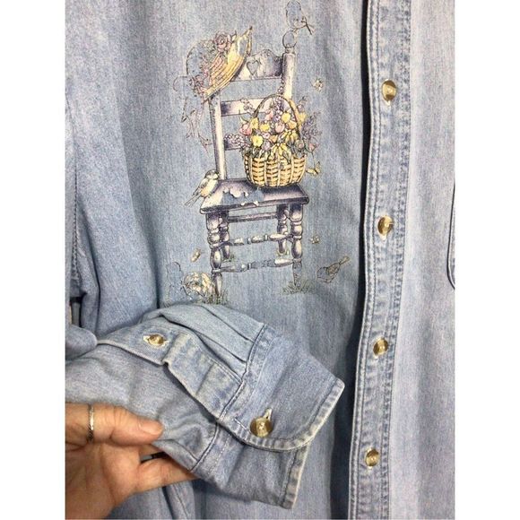 Vintage Denim Shirt Men’s Unisex Blue Size Large - Picture 4 of 16